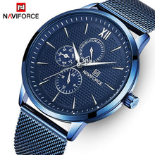 Load image into Gallery viewer, NAVIFORCE Mens Watches Top Luxury Blue Fashion Waterproof Ultra Thin Clock Male Full Steel Quartz Watch Men Business Wristwatch