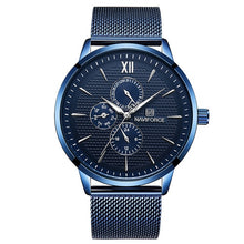 Load image into Gallery viewer, NAVIFORCE Mens Watches Top Luxury Blue Fashion Waterproof Ultra Thin Clock Male Full Steel Quartz Watch Men Business Wristwatch