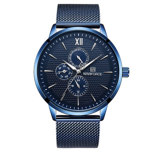 NAVIFORCE Mens Watches Top Luxury Blue Fashion Waterproof Ultra Thin Clock Male Full Steel Quartz Watch Men Business Wristwatch