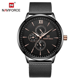 NAVIFORCE Mens Watches Top Luxury Blue Fashion Waterproof Ultra Thin Clock Male Full Steel Quartz Watch Men Business Wristwatch